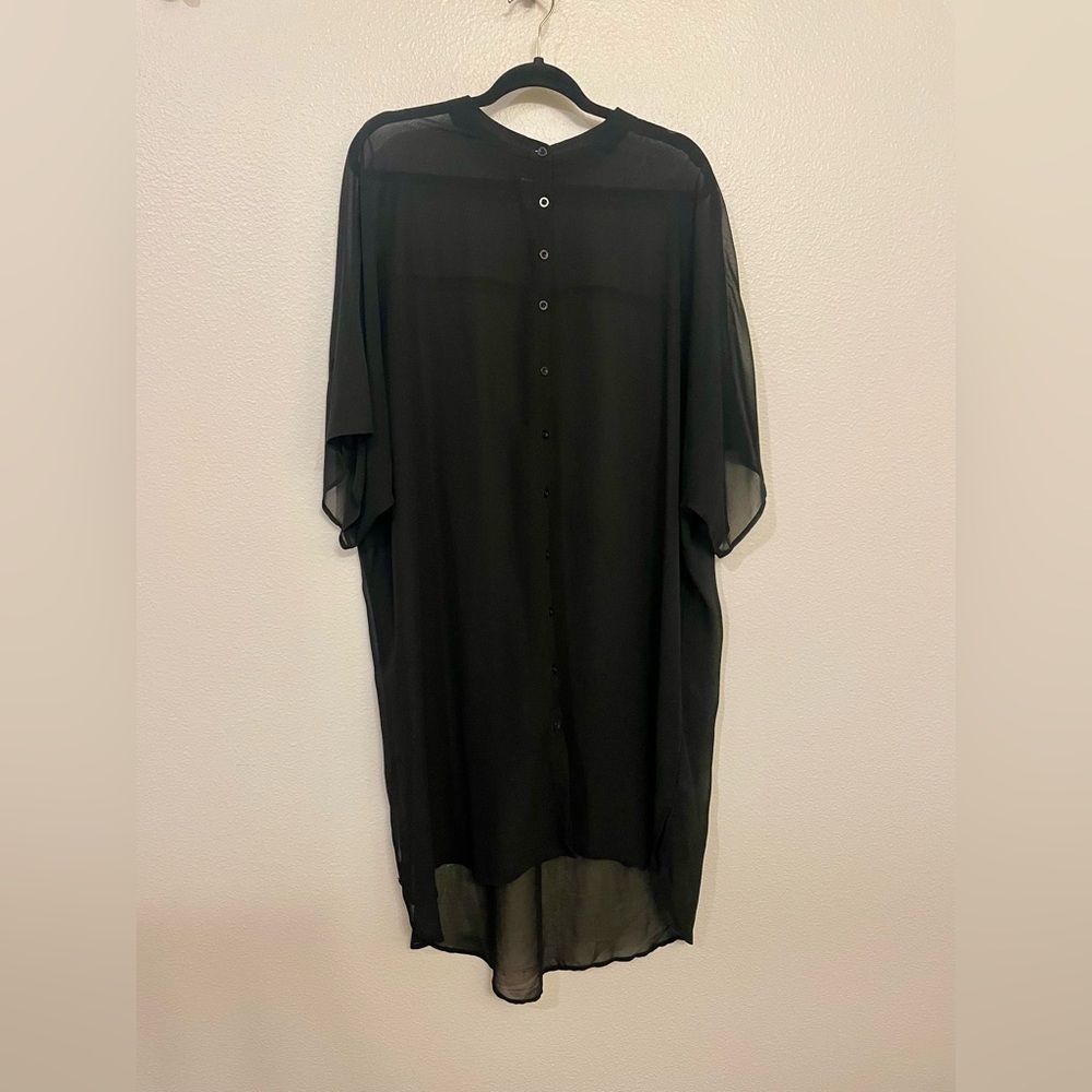 Torrid Black Sheer Button-Up Shirt, Cover Up, Dress